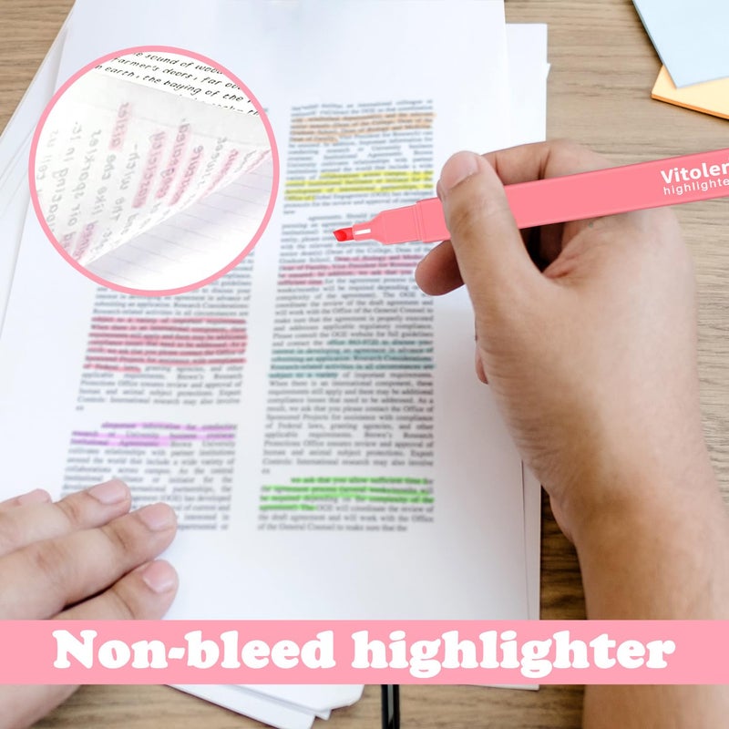 Vitoler Highlighters Assorted Colors,12 Pack Chisel Tip Highlighter Pens,No Bleed Highlighters for School Office Supplies - Image 4